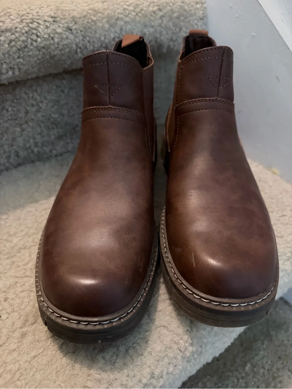 Jousen Milan Men’s Brown Chelsea Boots US Size 8 UK 7 EU 41 Pull-On Lug Sole